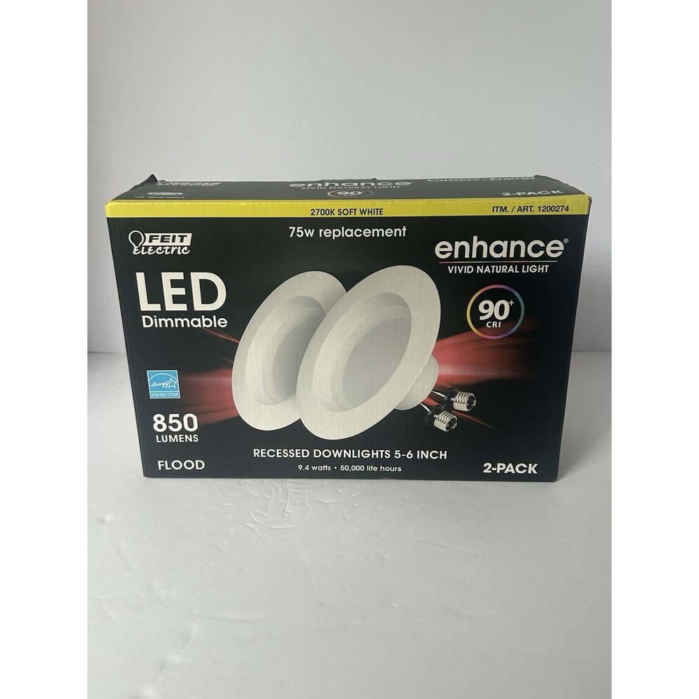 NEW 2 Pack Feit Electric LED Dimmable 5-6 inch Soft White 2700K Recessed Lights